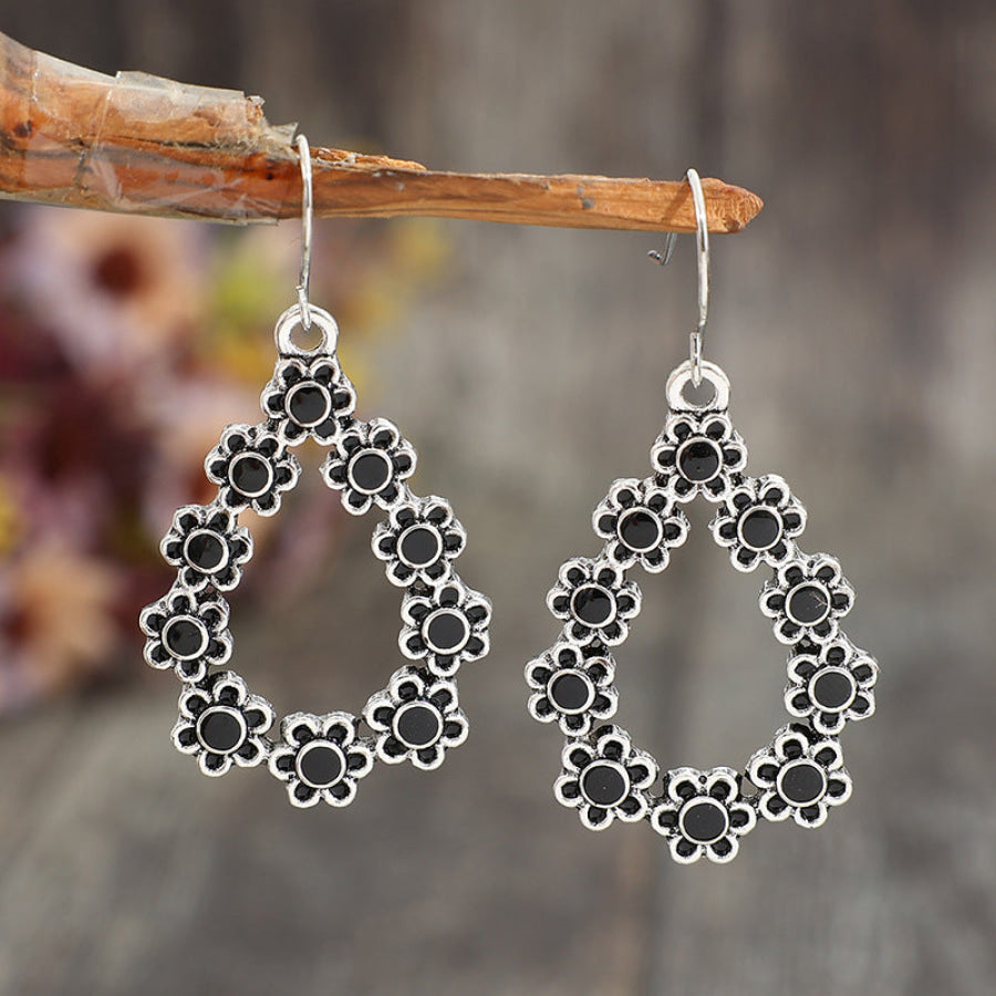 Alloy Flower Teardrop Shape Earrings Silver / One Size Apparel and Accessories