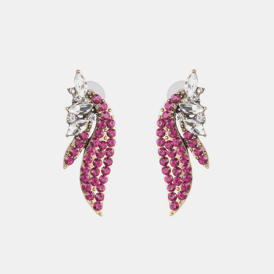 Alloy Glass Stone Stud Earrings Cerise / One Size Apparel and Accessories