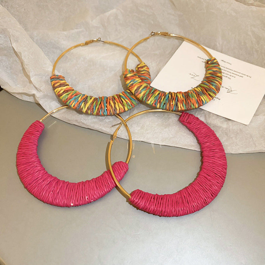 Alloy Grass Vine Hoop Earrings Apparel and Accessories