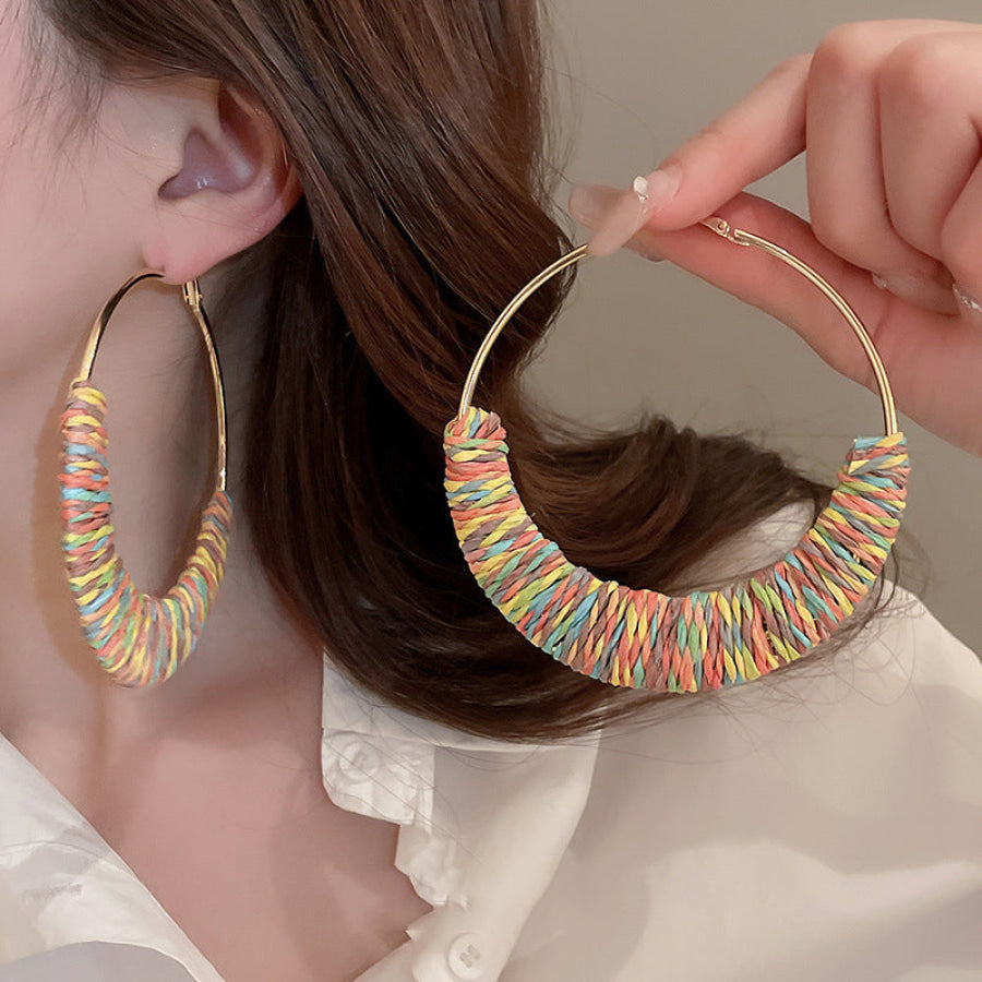 Alloy Grass Vine Hoop Earrings Apparel and Accessories