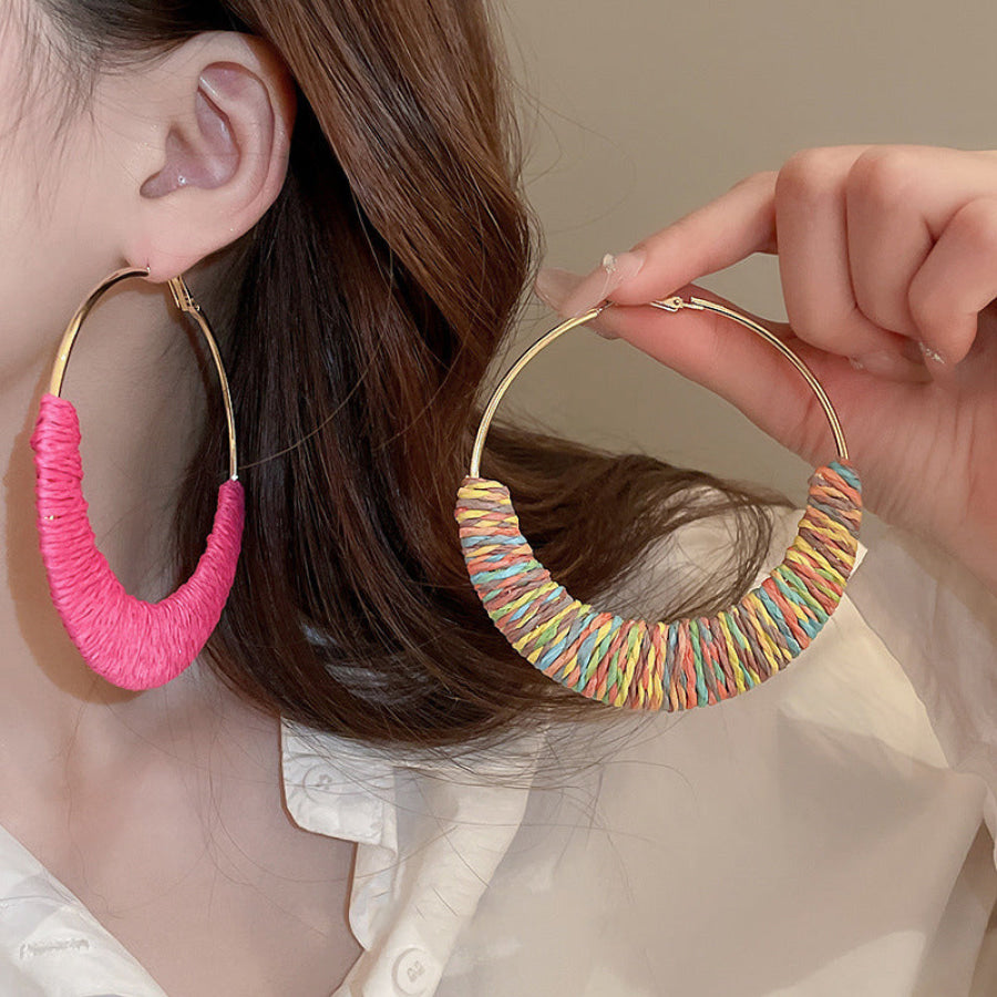 Alloy Grass Vine Hoop Earrings Apparel and Accessories