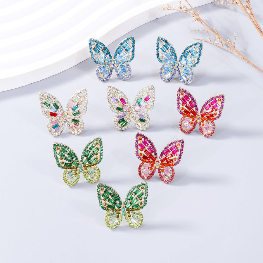 Alloy Inlaid Rhinestone Butterfly Earrings Apparel and Accessories