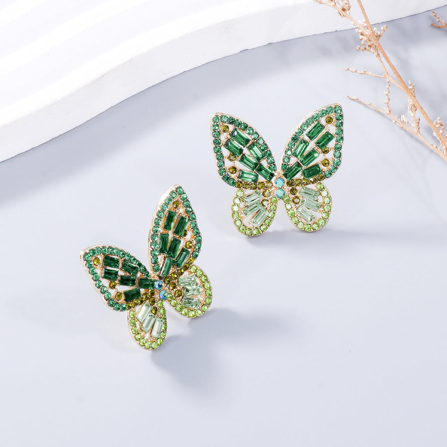 Alloy Inlaid Rhinestone Butterfly Earrings Apparel and Accessories