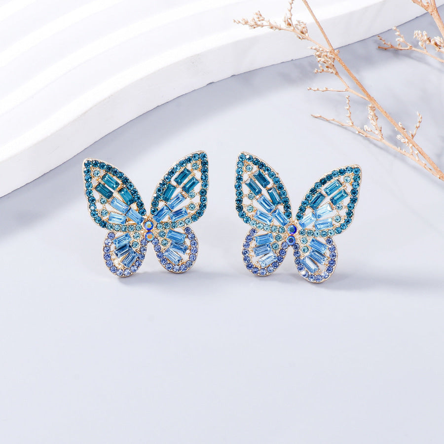 Alloy Inlaid Rhinestone Butterfly Earrings Apparel and Accessories