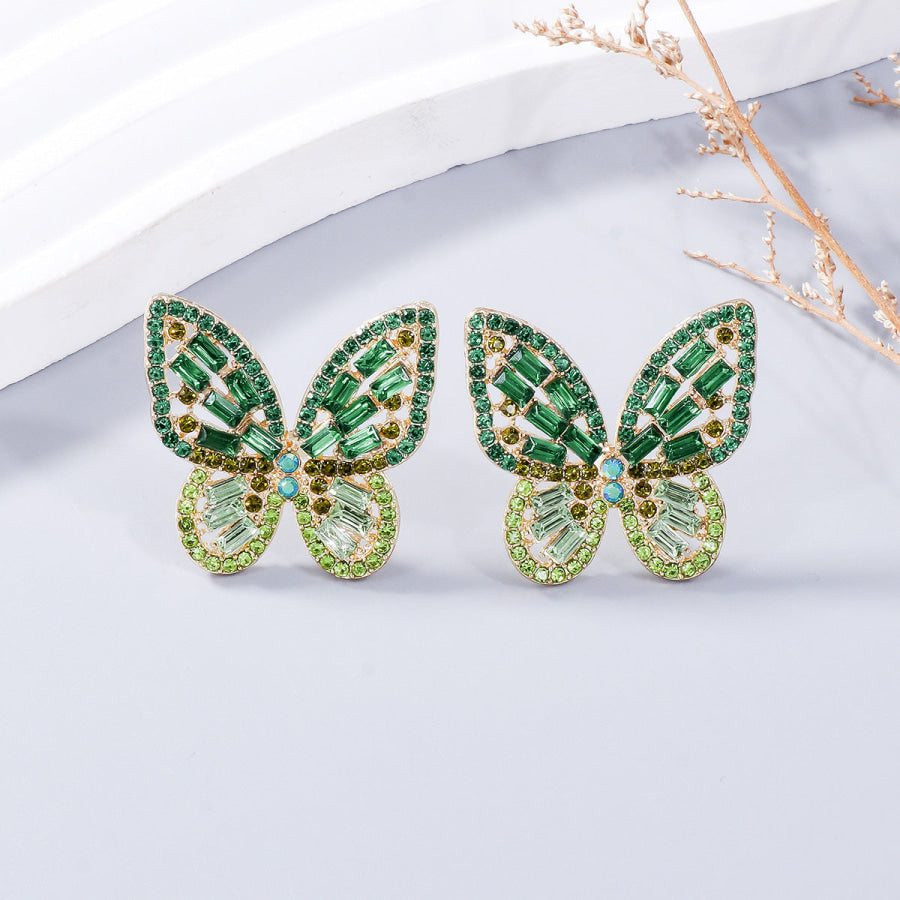 Alloy Inlaid Rhinestone Butterfly Earrings Style B / One Size Apparel and Accessories