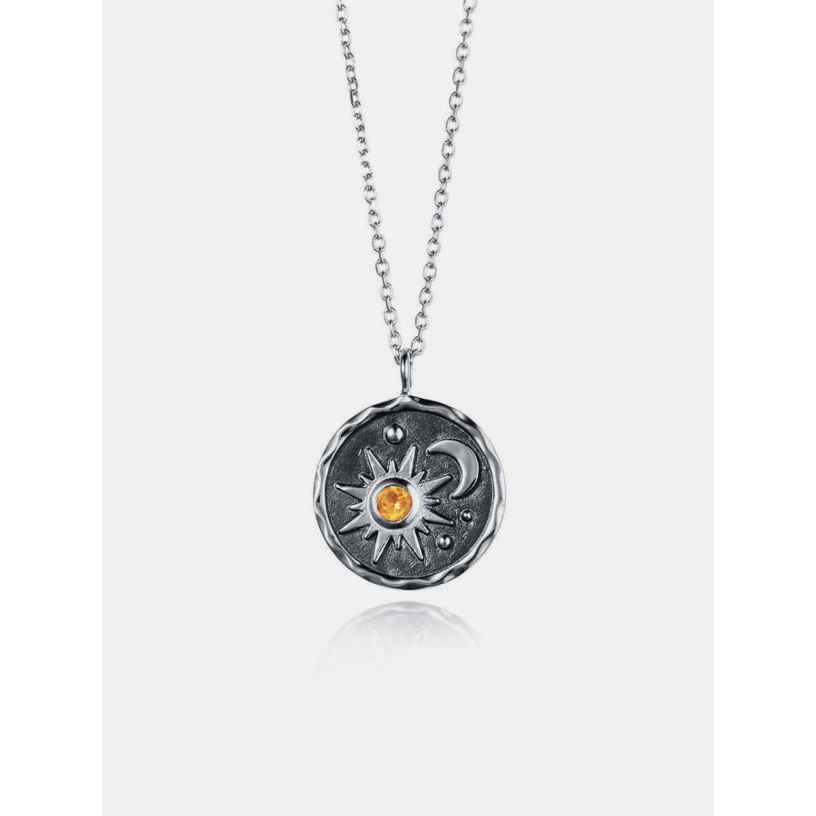 Alloy Inland Zircon Sun &amp; Moon Necklace Silver / One Size Apparel and Accessories