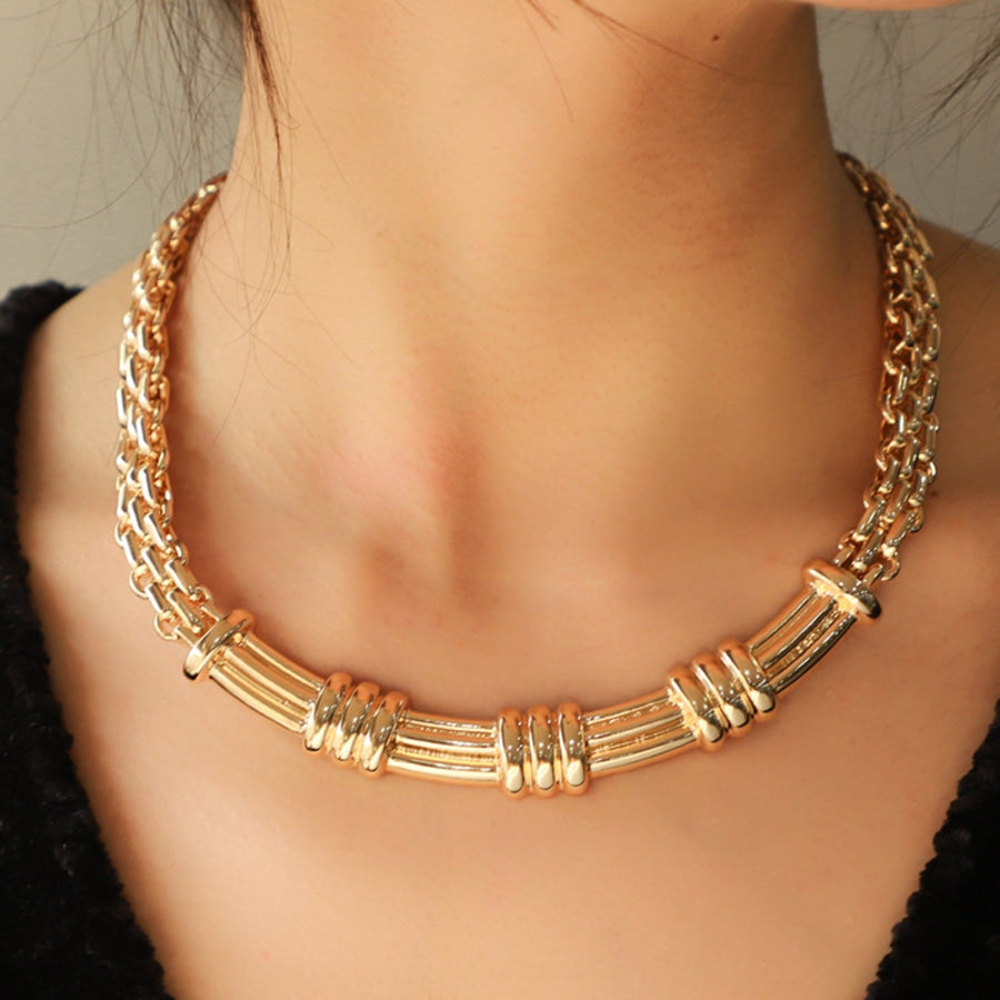 Alloy Iron Chain Necklace Gold / One Size Apparel and Accessories