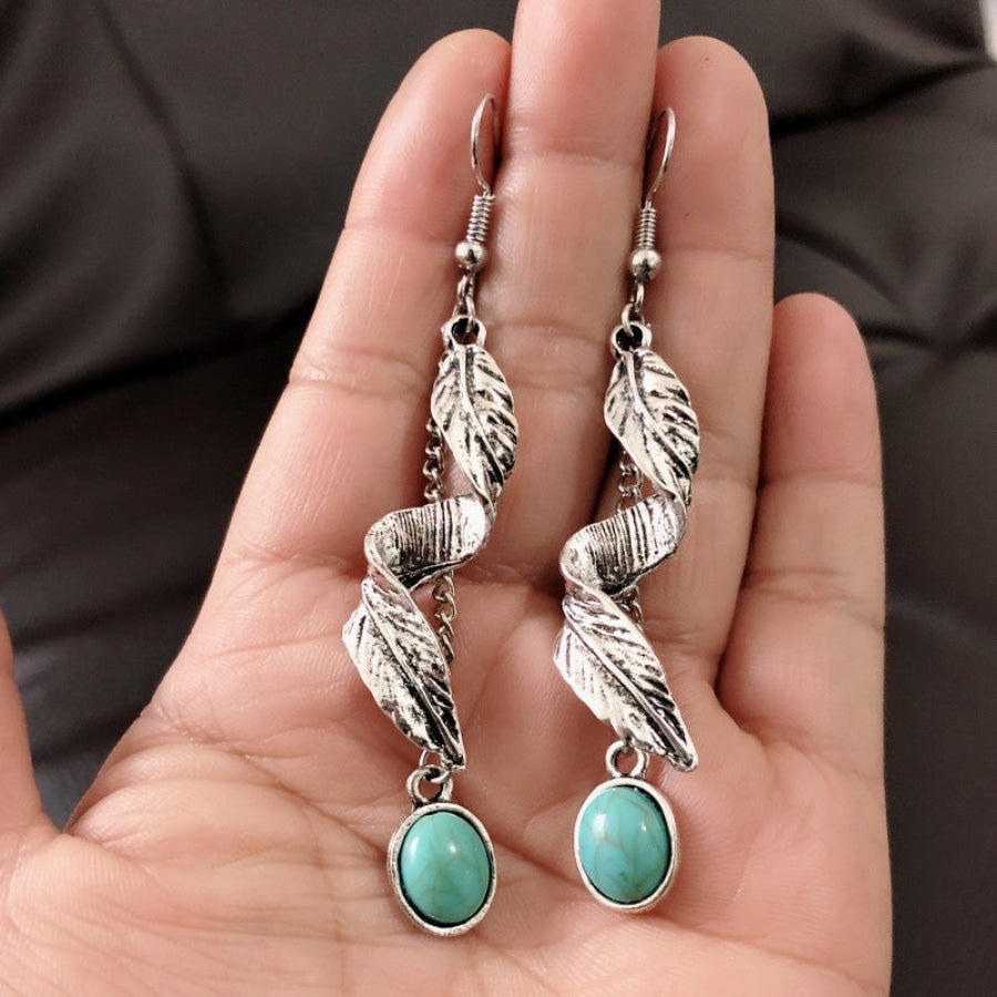 Alloy Leaf Artificial Turquoise Earrings Apparel and Accessories