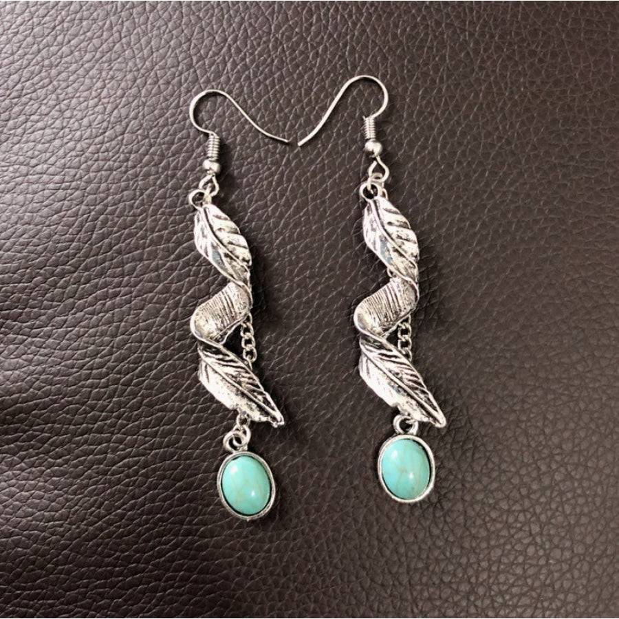 Alloy Leaf Artificial Turquoise Earrings Apparel and Accessories