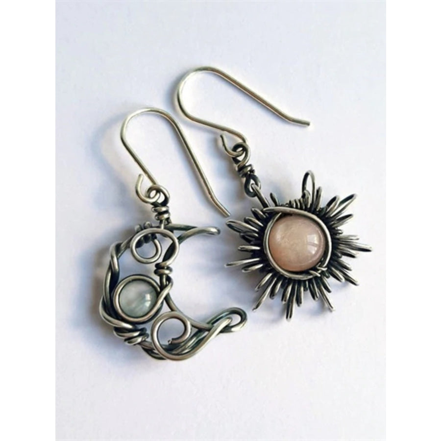 Alloy Moon &amp; Sun Dangle Earrings Silver / One Size Apparel and Accessories