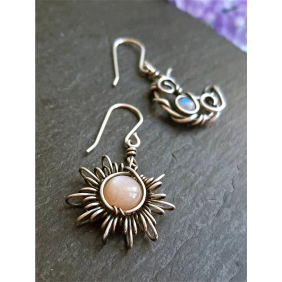 Alloy Moon &amp; Sun Dangle Earrings Silver / One Size Apparel and Accessories