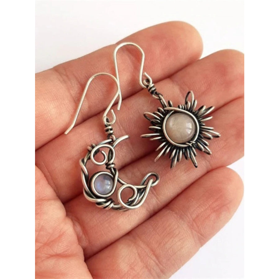 Alloy Moon &amp; Sun Dangle Earrings Silver / One Size Apparel and Accessories