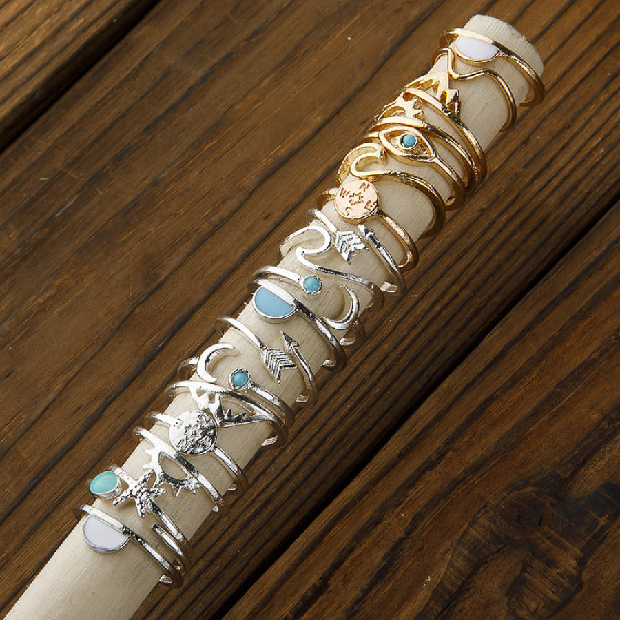 Alloy Multiple Shapes 19-Piece Ring Set Silver / One Size Apparel and Accessories