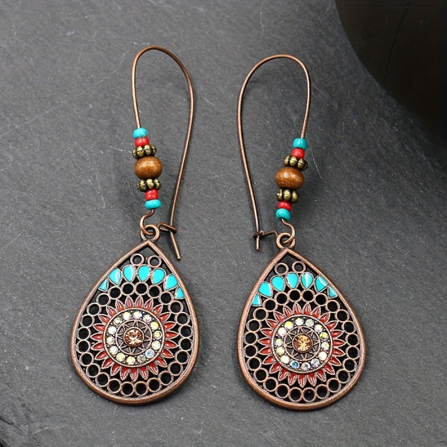 Alloy Oil Drip Beaded Teardrop Earrings Apparel and Accessories