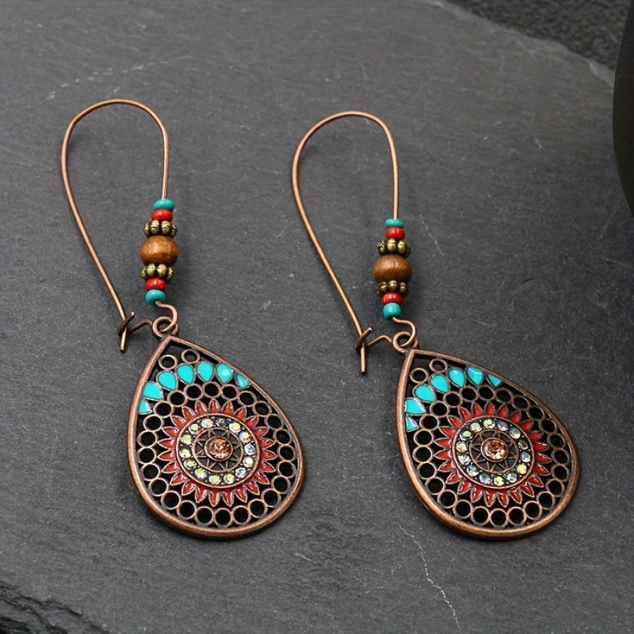 Alloy Oil Drip Beaded Teardrop Earrings Apparel and Accessories