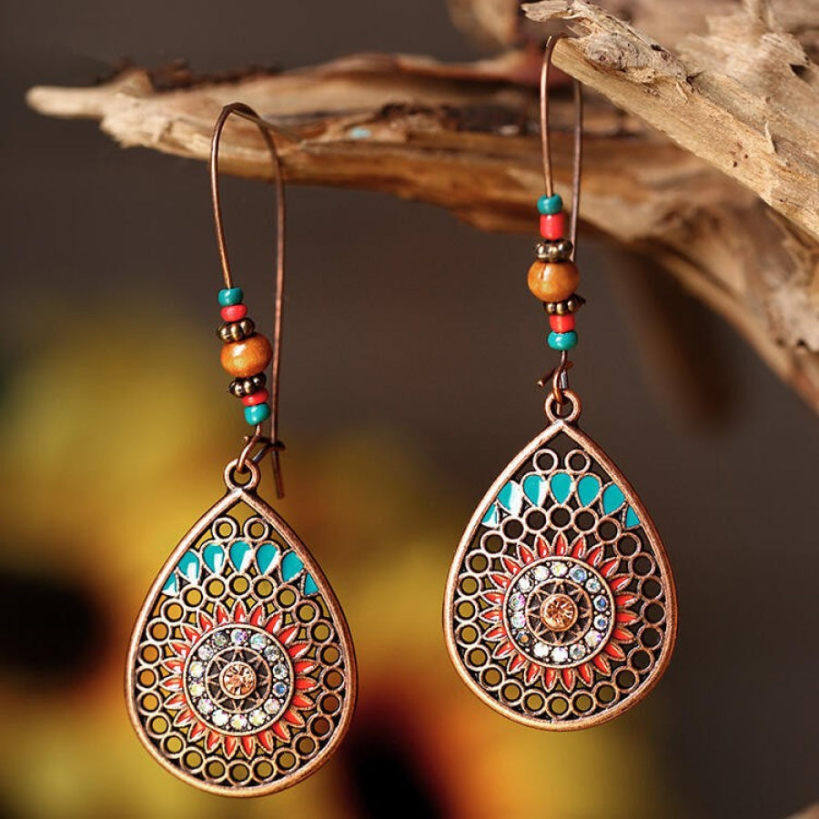 Alloy Oil Drip Beaded Teardrop Earrings Apparel and Accessories