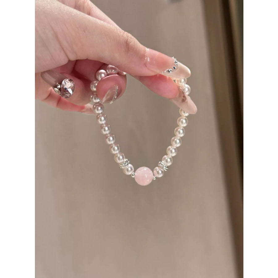 Alloy Pearl Bracelet Blush Pink / One Size Apparel and Accessories