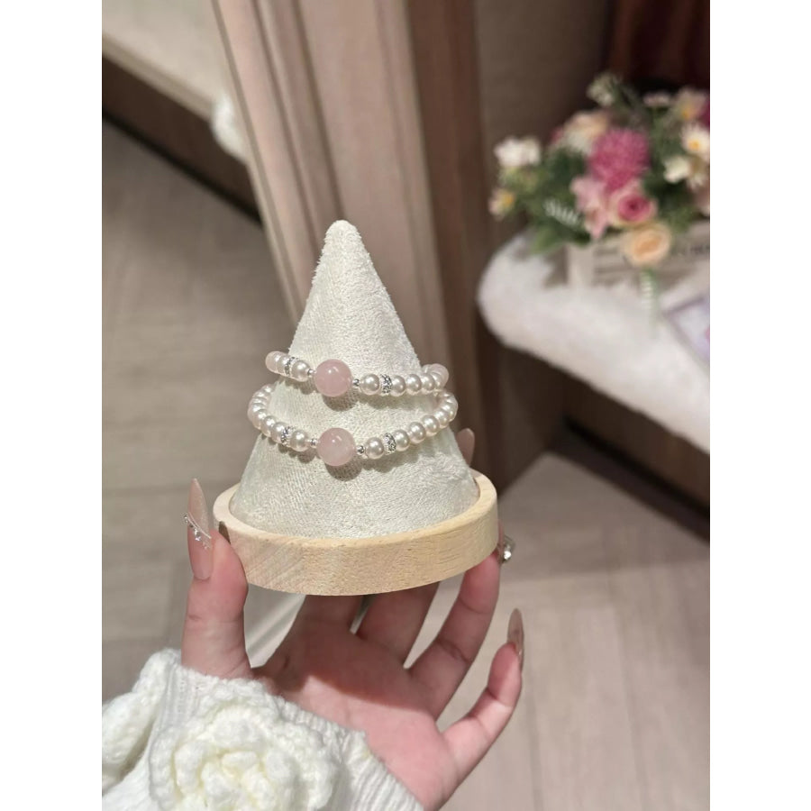 Alloy Pearl Bracelet Blush Pink / One Size Apparel and Accessories