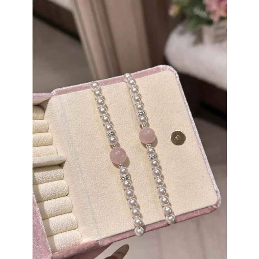 Alloy Pearl Bracelet Blush Pink / One Size Apparel and Accessories