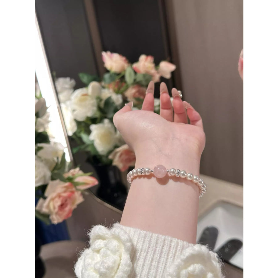 Alloy Pearl Bracelet Blush Pink / One Size Apparel and Accessories