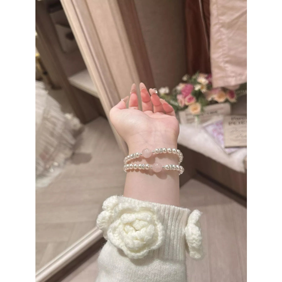 Alloy Pearl Bracelet Blush Pink / One Size Apparel and Accessories