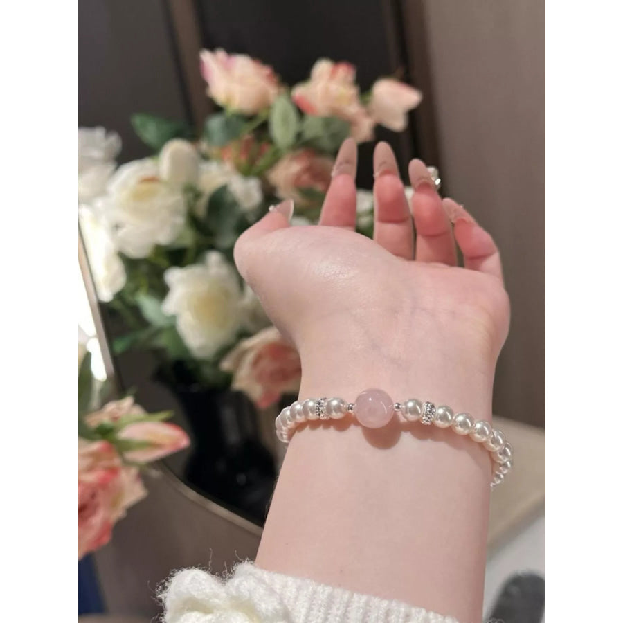 Alloy Pearl Bracelet Blush Pink / One Size Apparel and Accessories