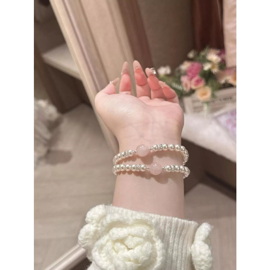 Alloy Pearl Bracelet Blush Pink / One Size Apparel and Accessories