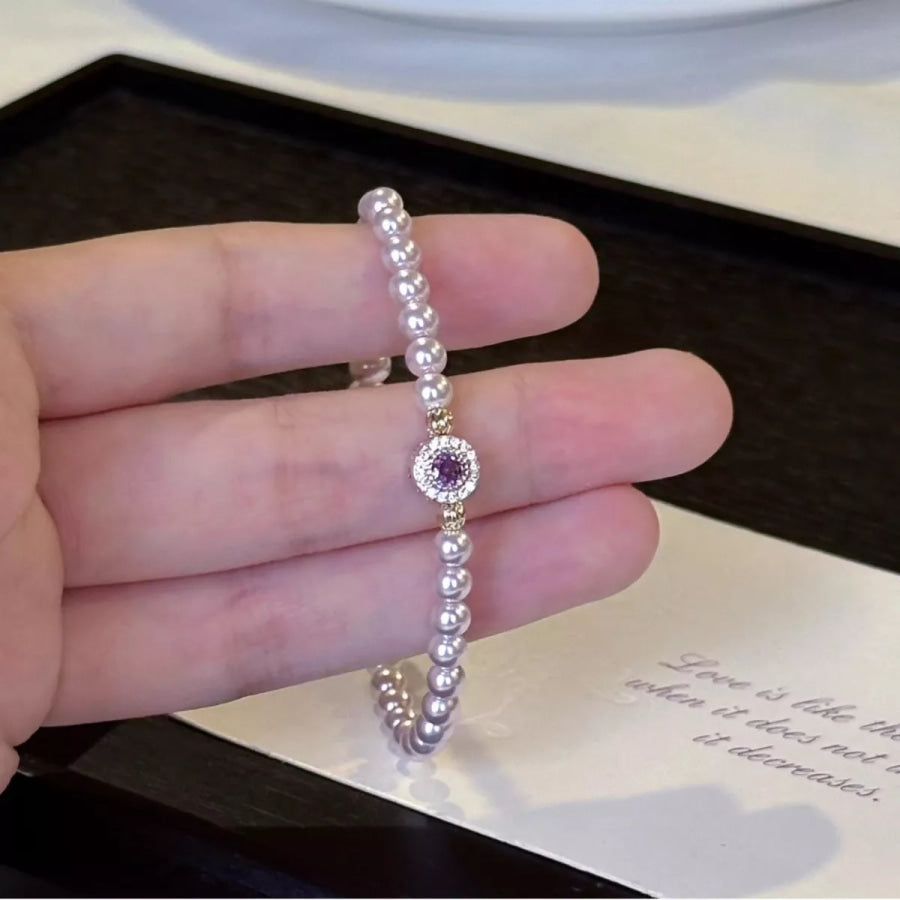 Alloy Pearl Bracelet White / One Size Apparel and Accessories