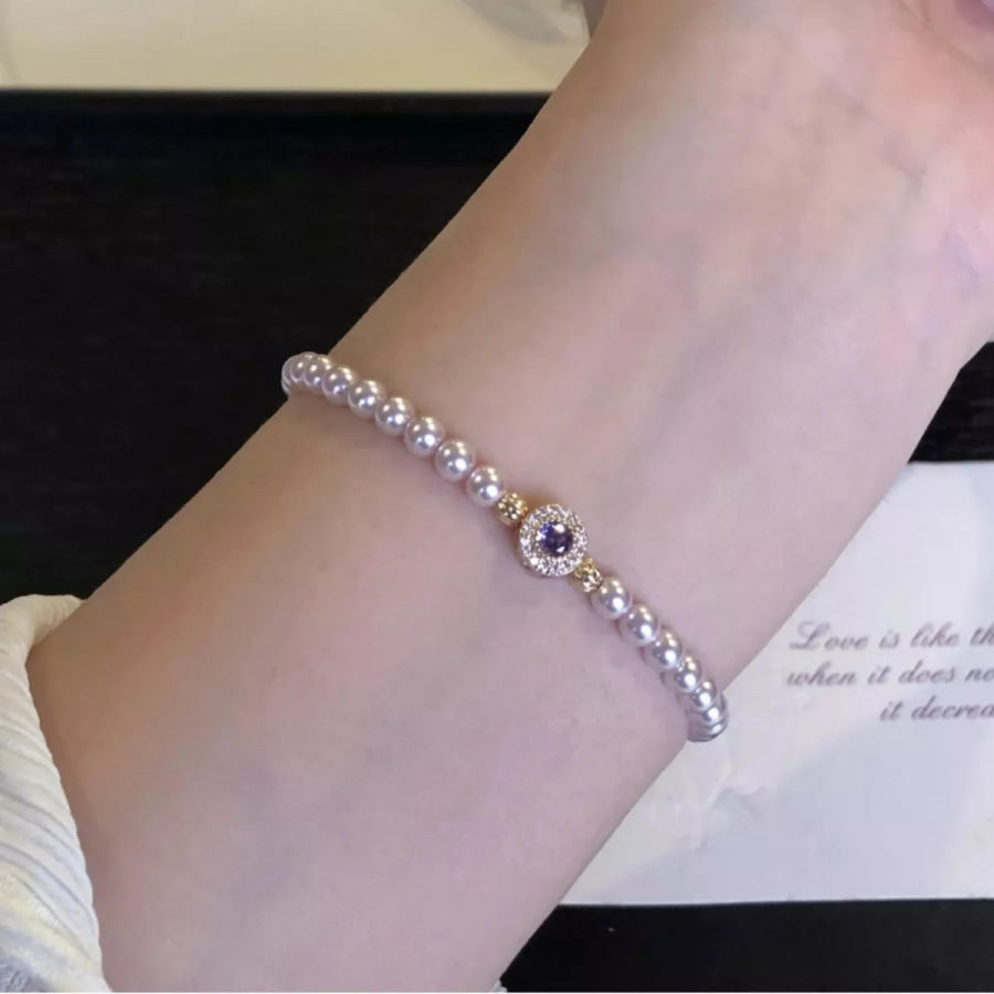 Alloy Pearl Bracelet White / One Size Apparel and Accessories
