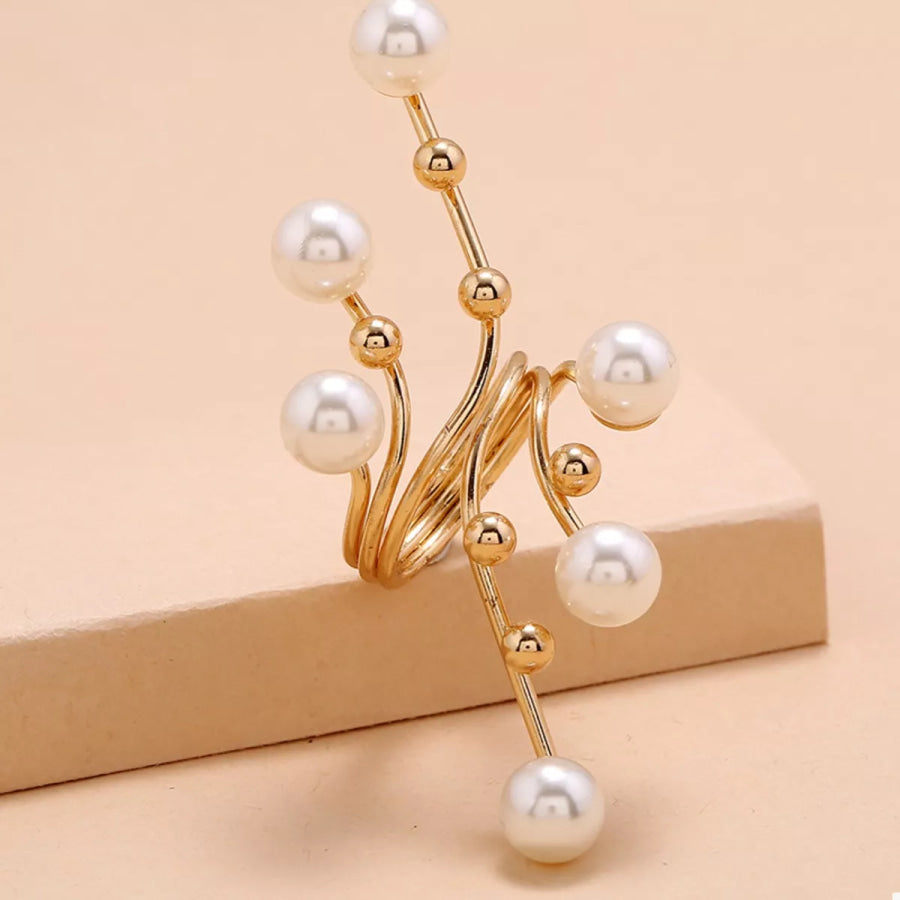 Alloy Pearl Bypass Ring Apparel and Accessories