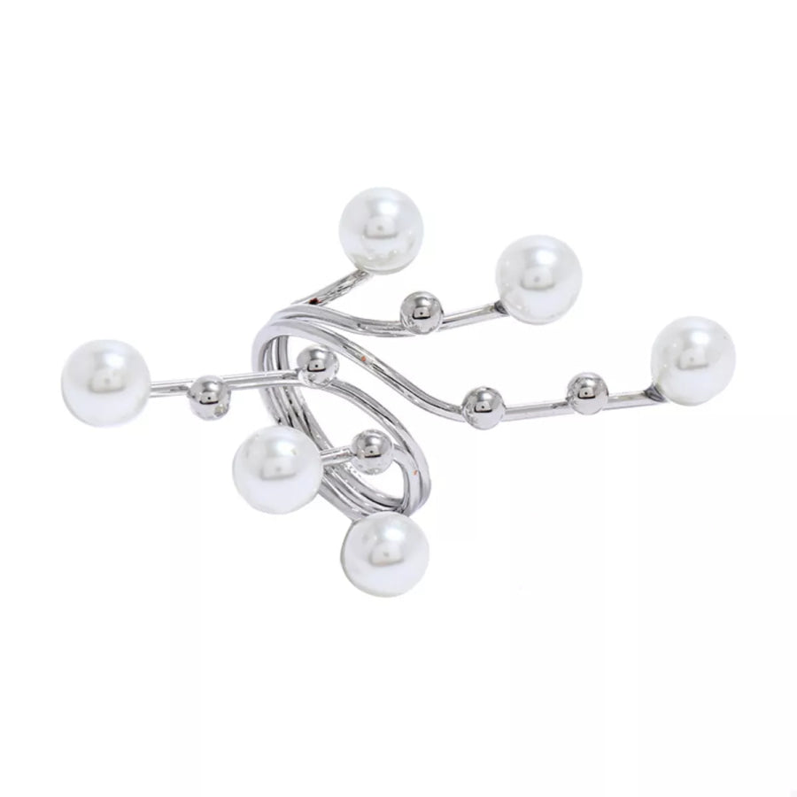 Alloy Pearl Bypass Ring Apparel and Accessories