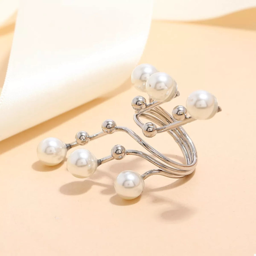 Alloy Pearl Bypass Ring Apparel and Accessories