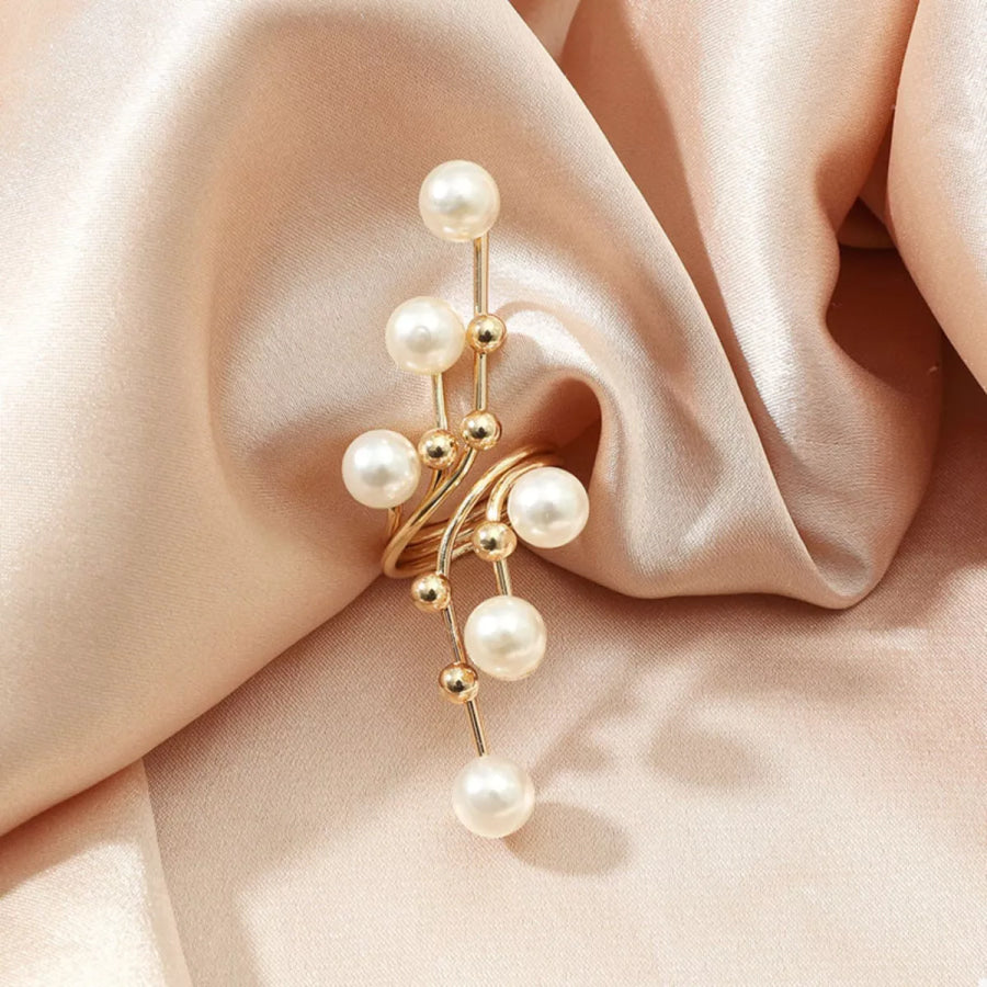 Alloy Pearl Bypass Ring Apparel and Accessories