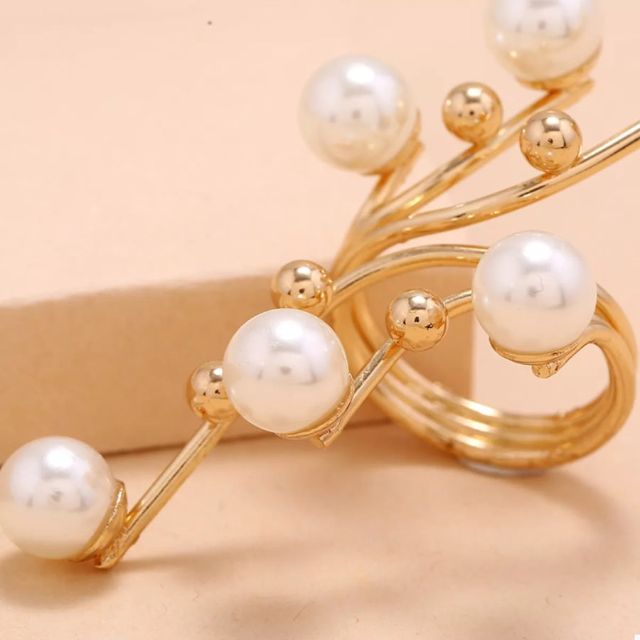 Alloy Pearl Bypass Ring Apparel and Accessories
