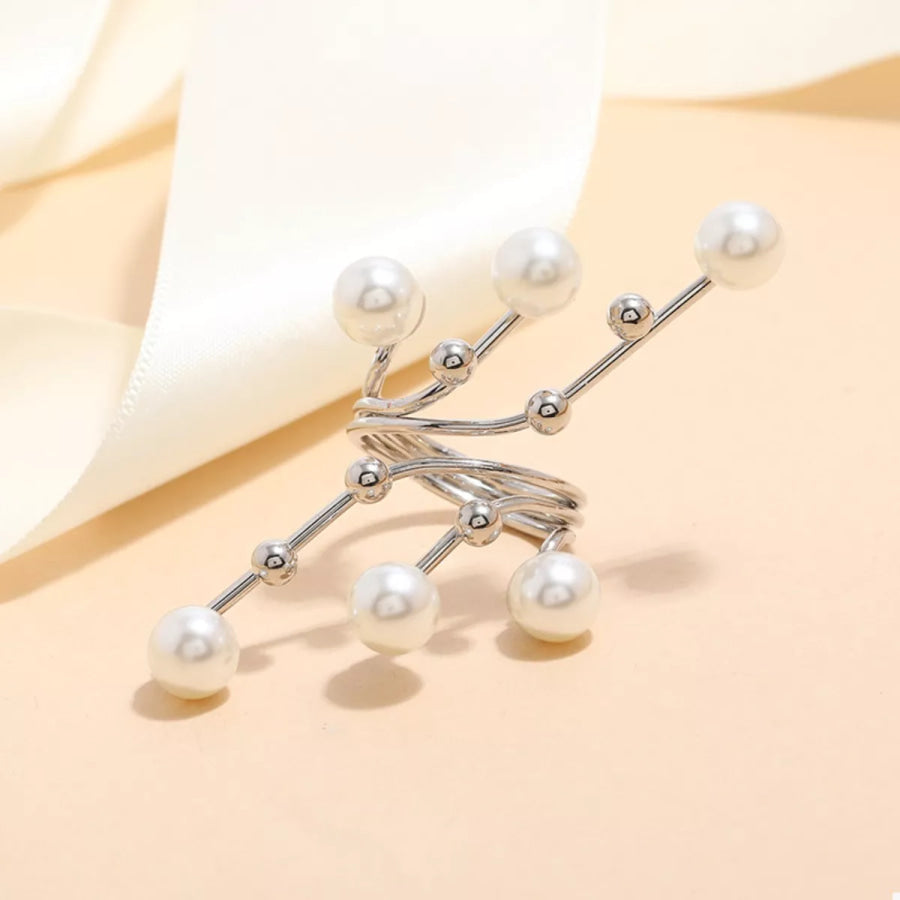Alloy Pearl Bypass Ring Apparel and Accessories