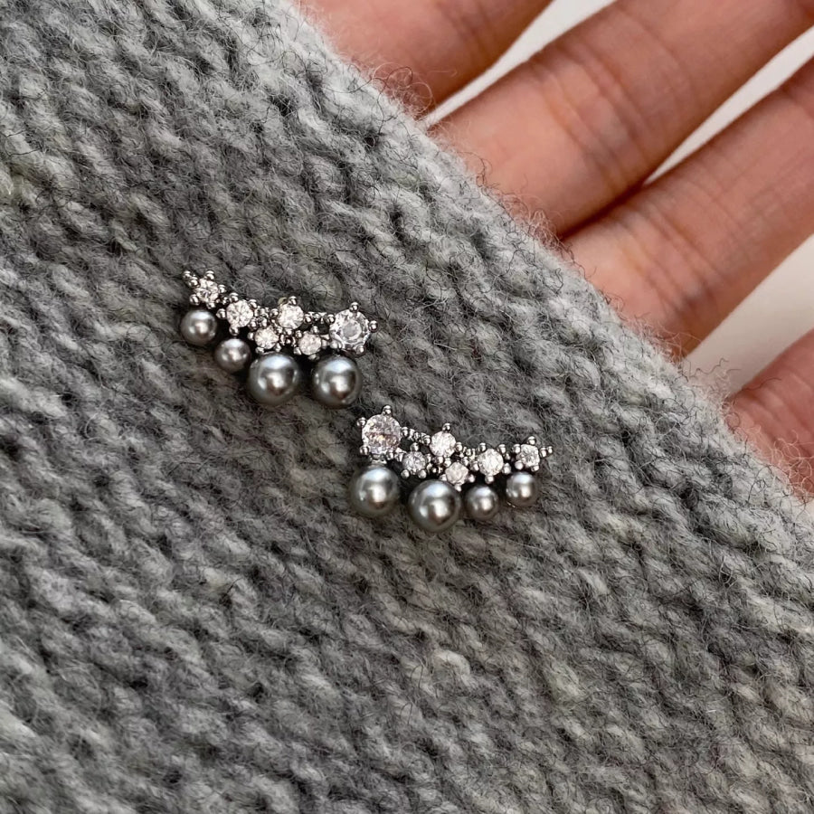 Alloy Pearl Cluster Earrings Silver / One Size Apparel and Accessories