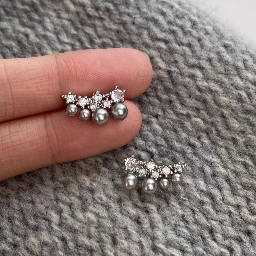 Alloy Pearl Cluster Earrings Silver / One Size Apparel and Accessories