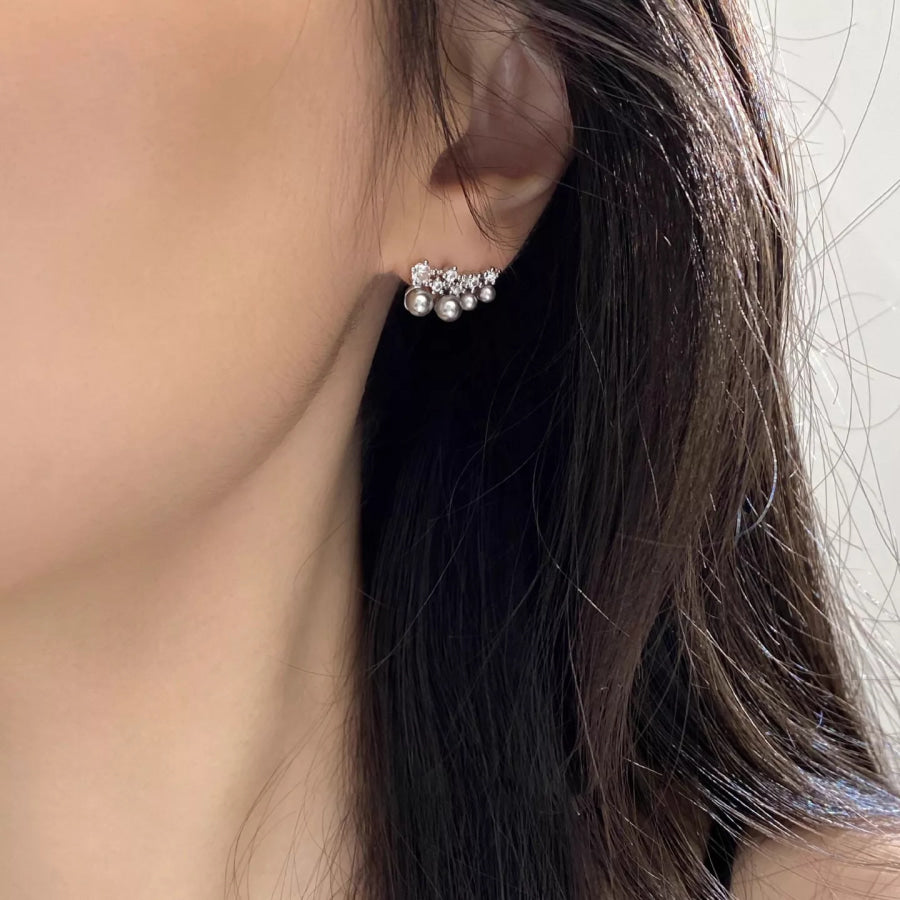 Alloy Pearl Cluster Earrings Silver / One Size Apparel and Accessories