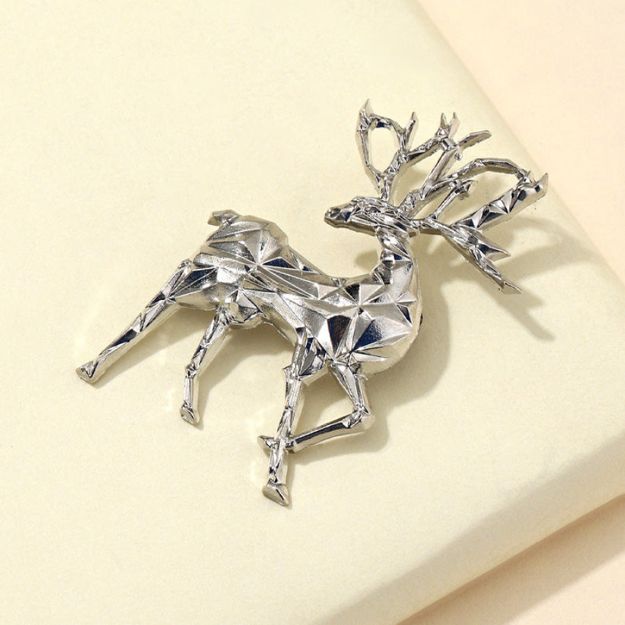 Alloy Reindeer Brooch Silver / One Size Apparel and Accessories