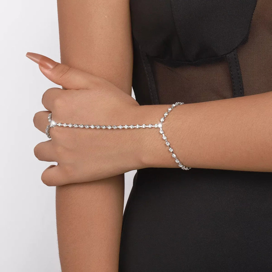 Alloy Rhinestone Bracelet with Ring Apparel and Accessories