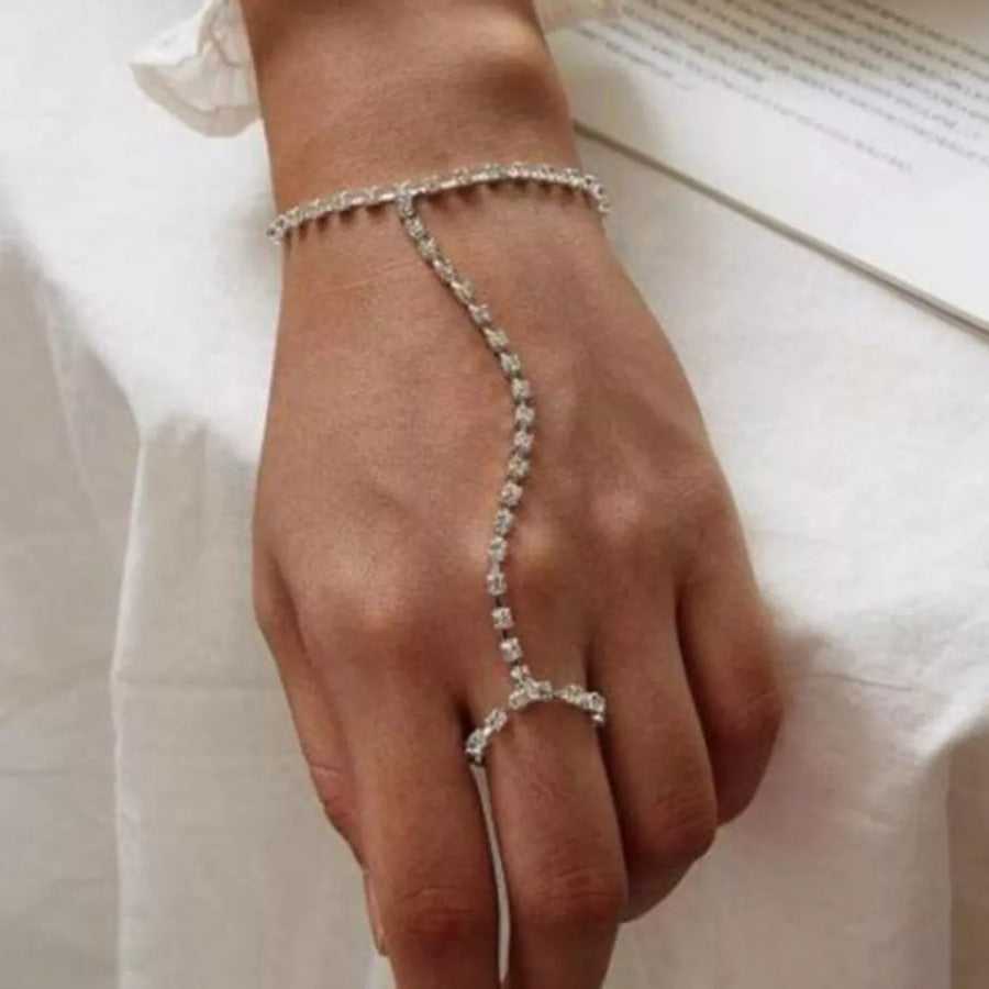 Alloy Rhinestone Bracelet with Ring Apparel and Accessories