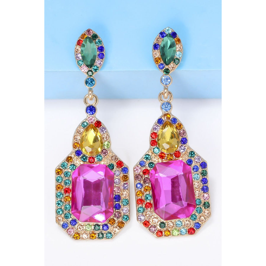 Alloy Rhinestone Dangle Earrings Multicolor / One Size Apparel and Accessories