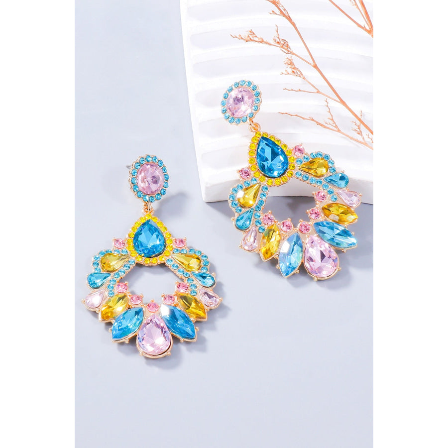 Alloy Rhinestone Dangle Earrings Multicolor / One Size Apparel and Accessories
