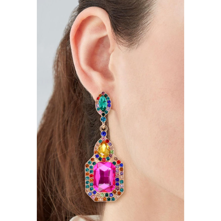 Alloy Rhinestone Dangle Earrings Multicolor / One Size Apparel and Accessories