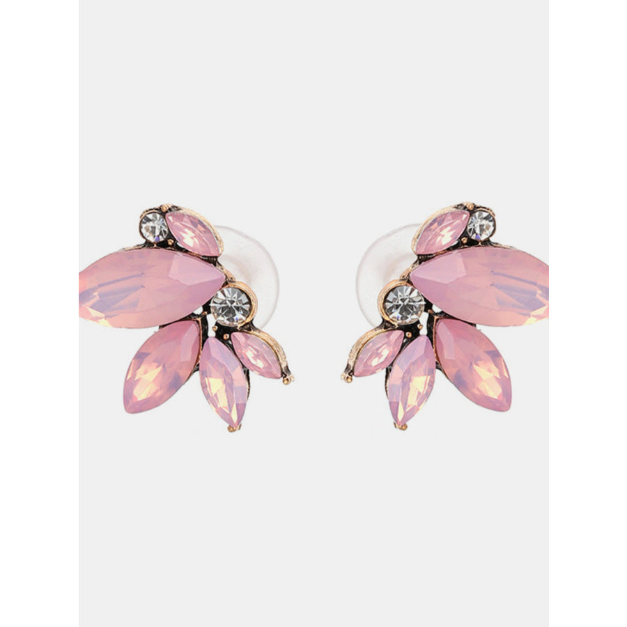 Alloy Rhinestone Flower Stud Earrings Blush Pink / One Size Apparel and Accessories