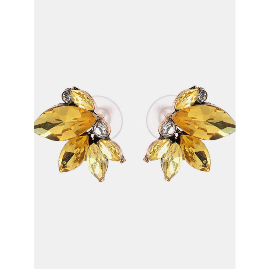 Alloy Rhinestone Flower Stud Earrings Gold / One Size Apparel and Accessories