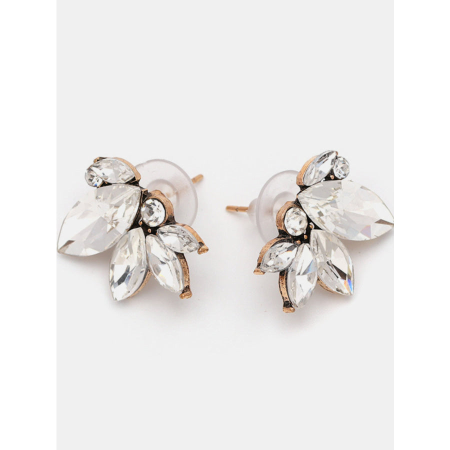 Alloy Rhinestone Flower Stud Earrings White / One Size Apparel and Accessories