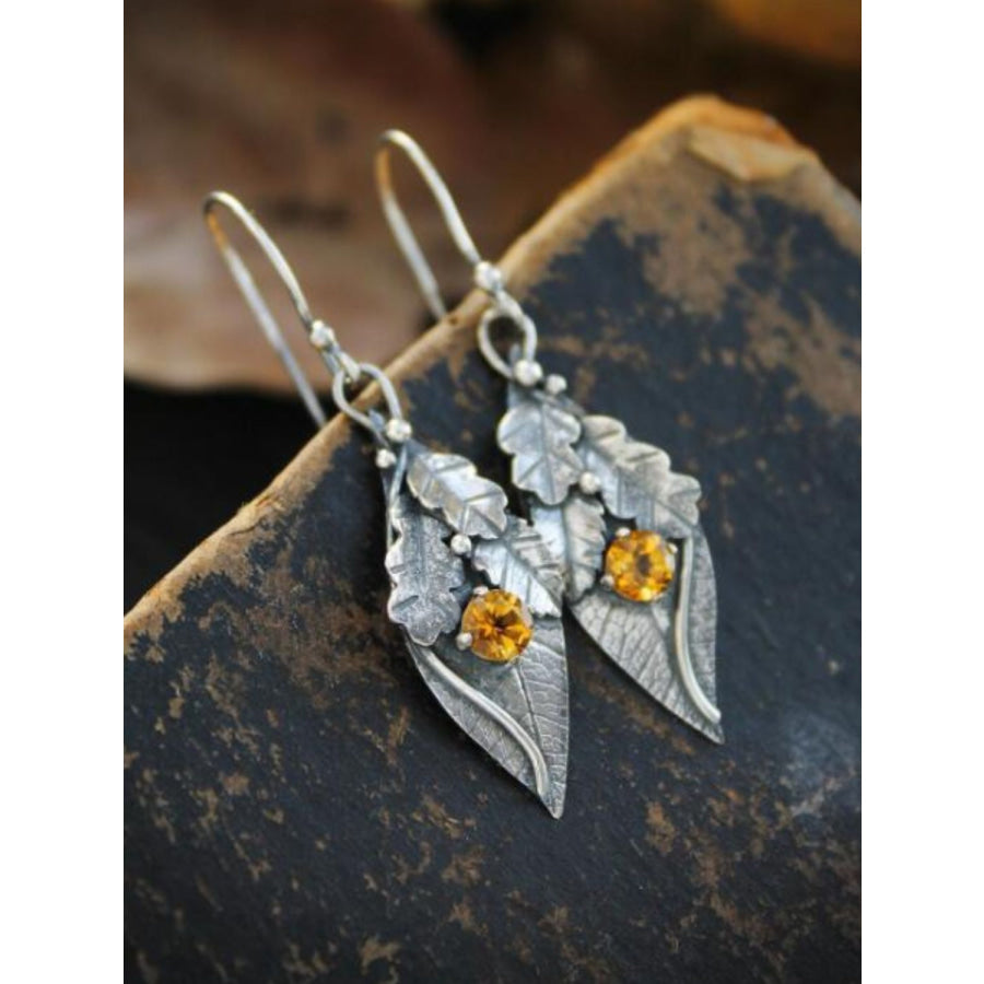 Alloy Rhinestone Leaf Shape Earrings Apparel and Accessories