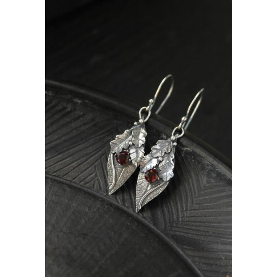 Alloy Rhinestone Leaf Shape Earrings Brown / One Size Apparel and Accessories