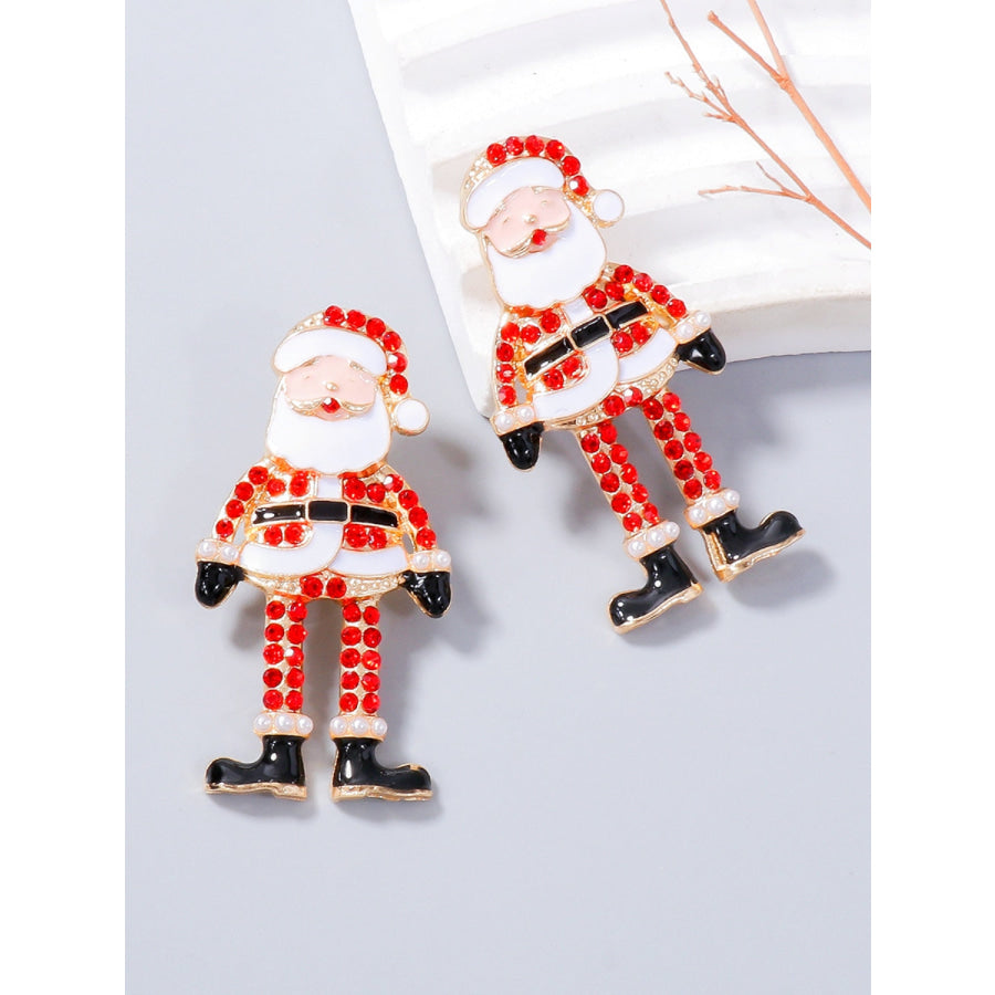 Alloy Rhinestone Santa Earrings Red / One Size Apparel and Accessories